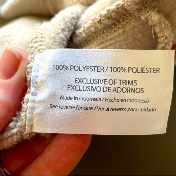 Woolrich Knit Fleece Sweatshirt V-Neck Cream Large - Picture 10 of 13